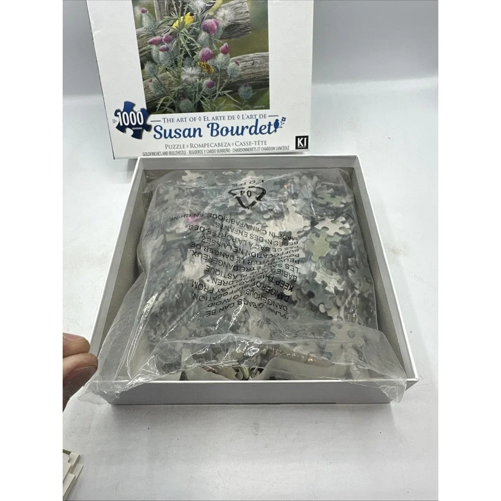 Susan‎ Bourdet Goldfinches & Bullthistle 1000 Pc Puzzle Used KI Brand W/ Poster